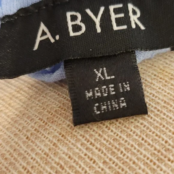 A. Byer Off Shoulder Ombré Blouse 3/4 Sleeves Lightweight Blue White Size XLarge - Picture 11 of 11